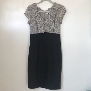 Rebecca Taylor Silk Wool Grey Leopard Dress Size 6